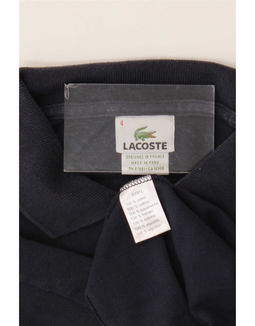Lacoste Mens Polo Shirt Size 4 Medium Navy Blue Cotton