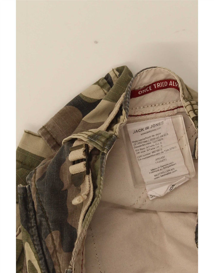 Jack & Jones Mens Cargo Shorts Small W28 Khaki Camouflage