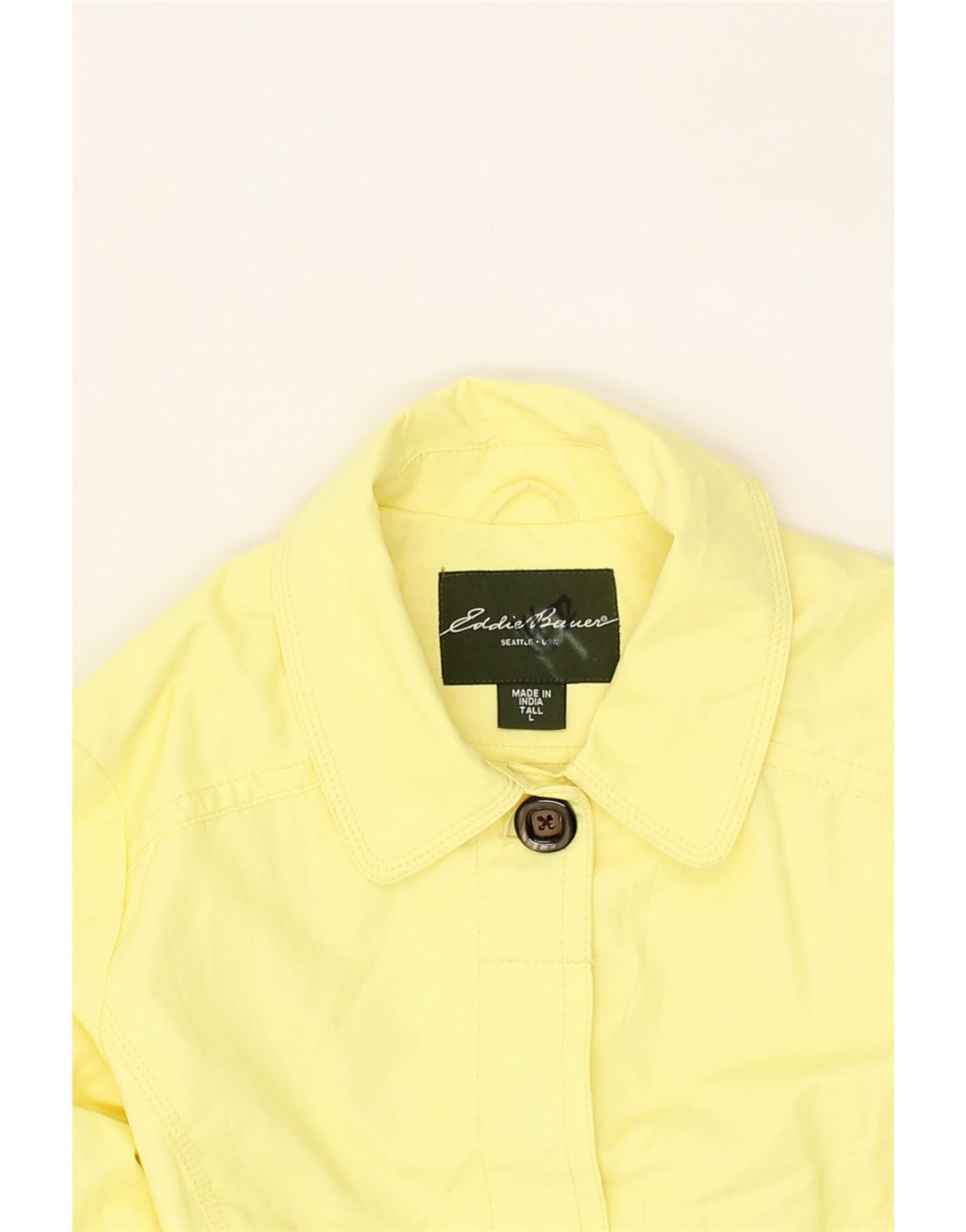EDDIE BAUER Womens Tall Overcoat UK 16 Large Yellow Cotton Vintage Eddie Bauer and Second-Hand Eddie Bauer from Messina Hembry 