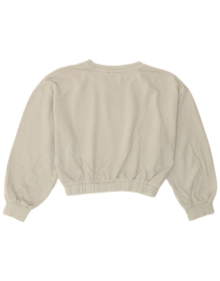 Zara Womens Crop Sweatshirt Jumper UK 14 Medium Grey Cotton