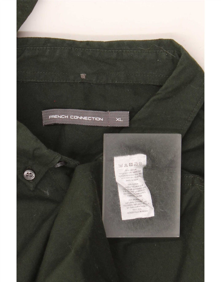 French Connection Mens Shirt XL Green Cotton