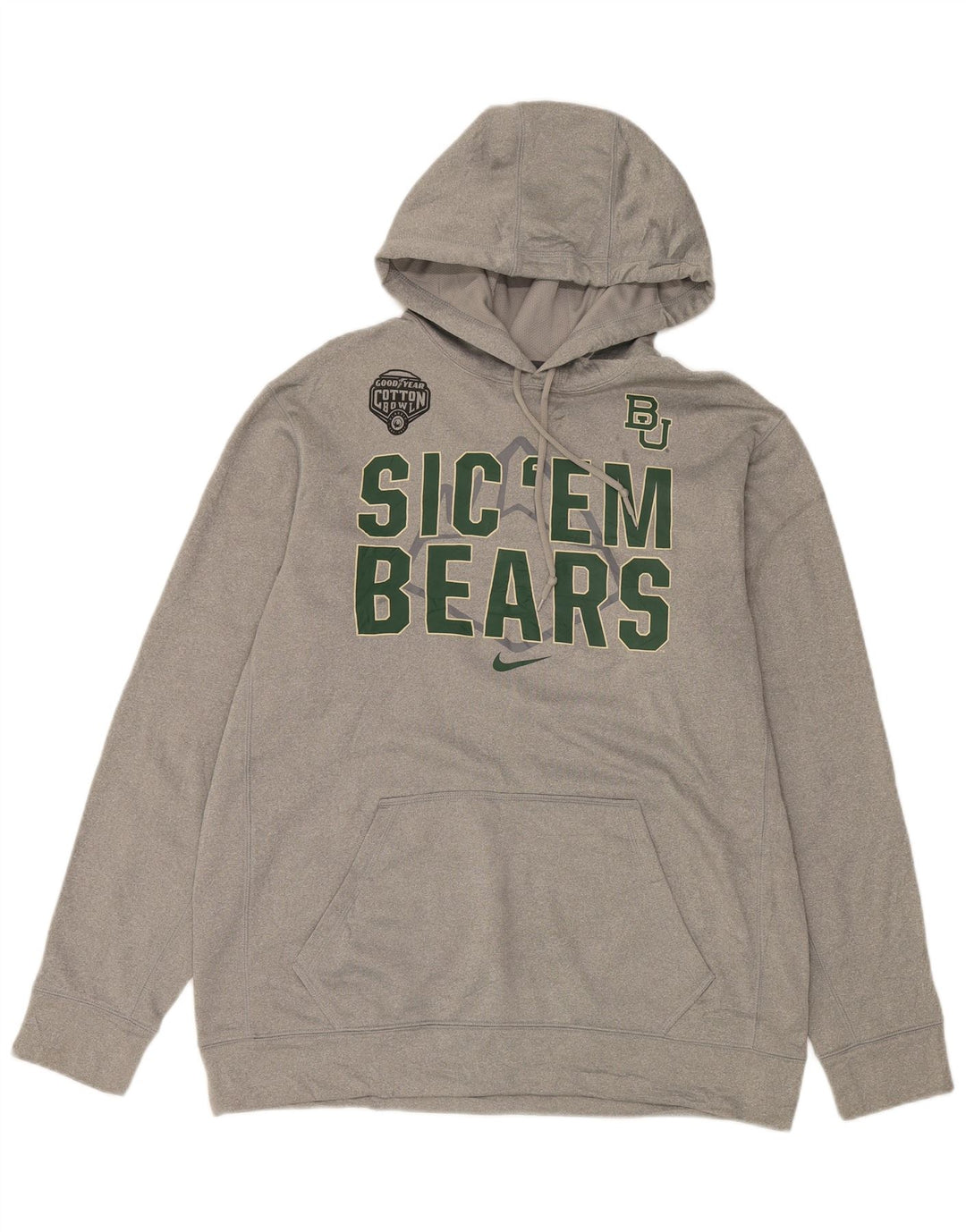 Nike Mens Baylor Bears Graphic Hoodie Jumper Large Grey Polyester