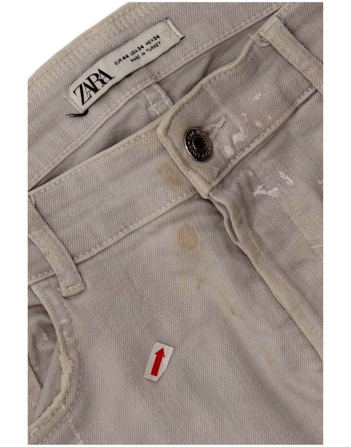 ZARA Mens Distressed Slim Jeans EU 44 Large W34 L27 Grey