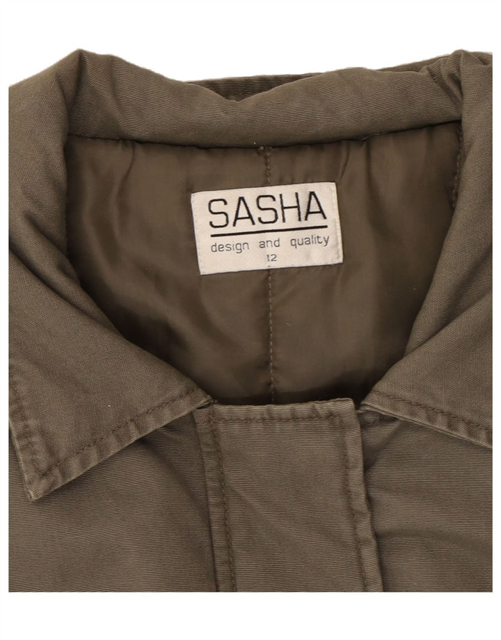 SASHA Womens Utility Jacket UK 12 Medium Khaki Cotton Vintage Sasha and Second-Hand Sasha from Messina Hembry 