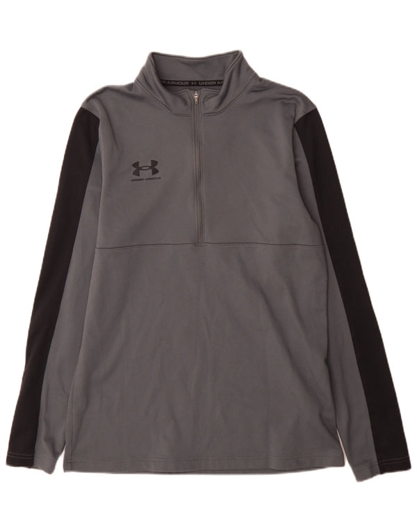 Under Armour Womens Zip Neck Regular Fit Top Manga Longa Médio Cinza Esportes