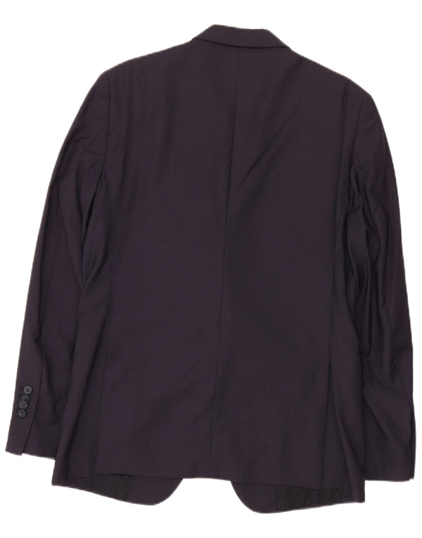 Massimo Dutti Veste Blazer 2 Boutons Homme EU 52 Grande Laine Bleu Marine