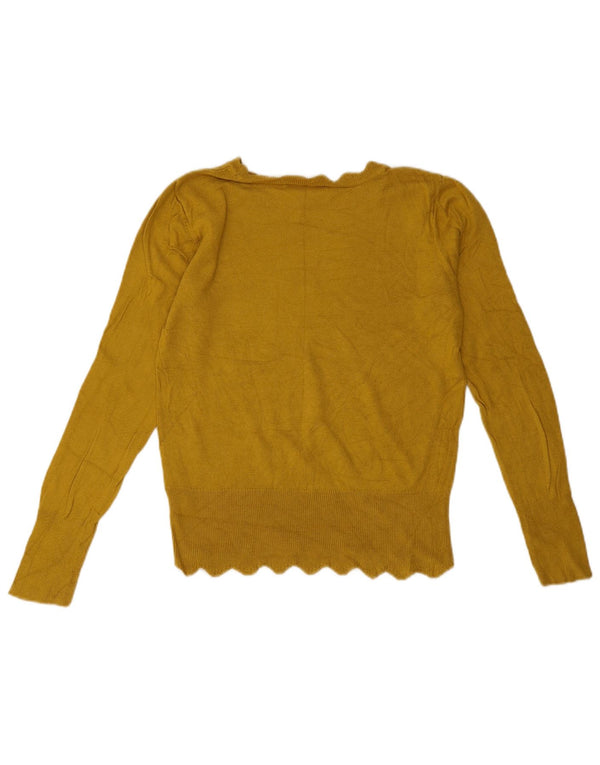Oasis Womens Boat Neck Jumper Sweater UK 10 Small Yellow Viscose