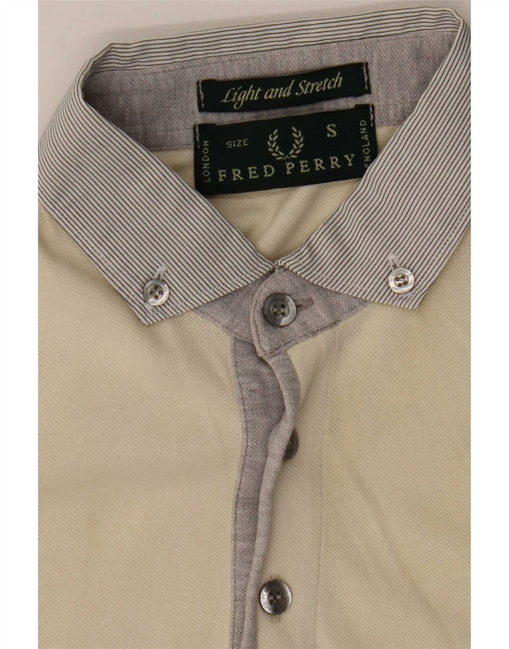 Fred Perry Mens Polo Shirt Small Beige Colourblock