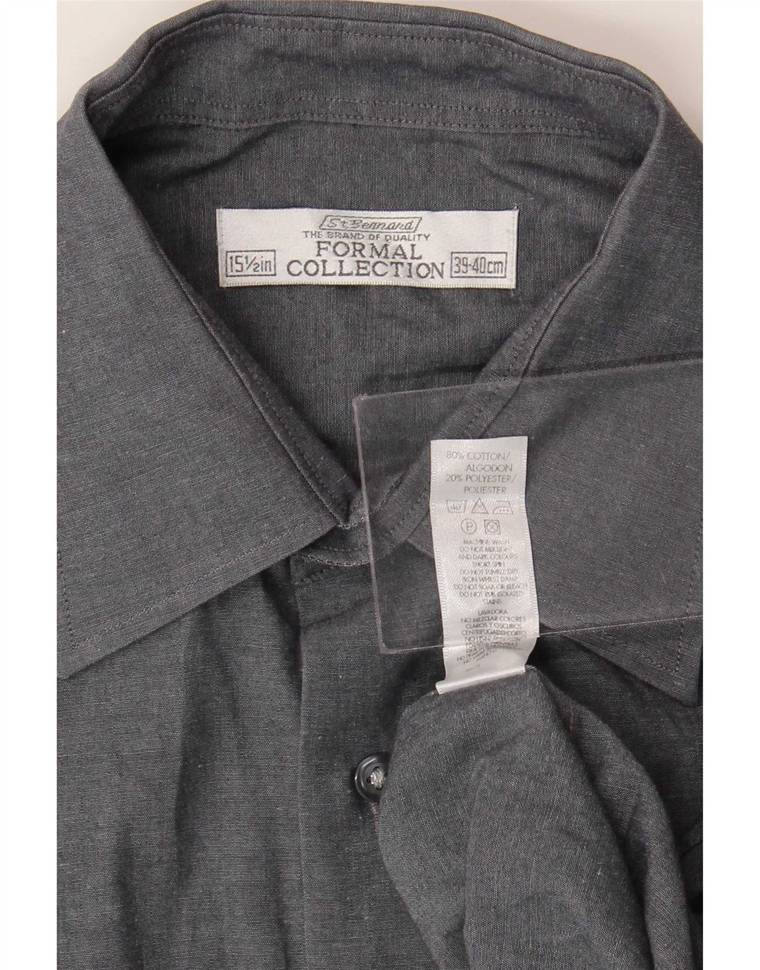 St. Bernard Mens Shirt Size 39/40 15 1/2 Medium Grey Cotton
