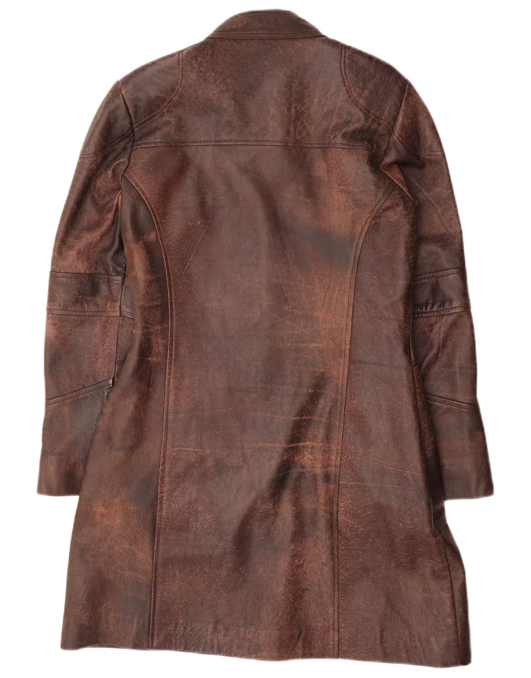 Vintage Womens Leather Coat UK 14 Medium Brown Leather