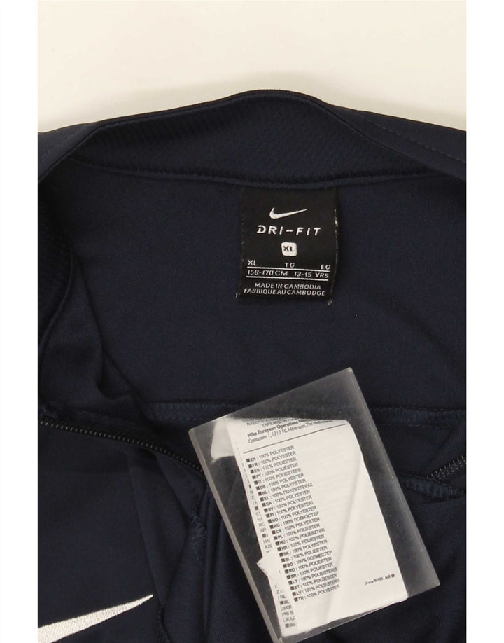 Nike Boys Tracksuit Top Jacket 13-14 Years XL Navy Blue Polyester