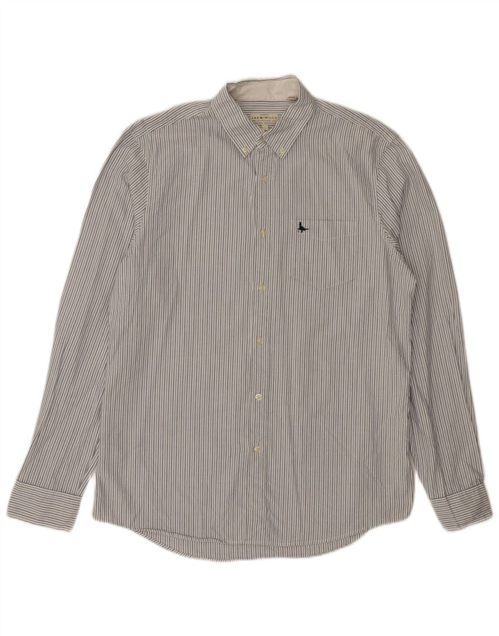 JACK WILLS Herre Classic Fit skjorte Medium Grey Pinstripe Bomuld