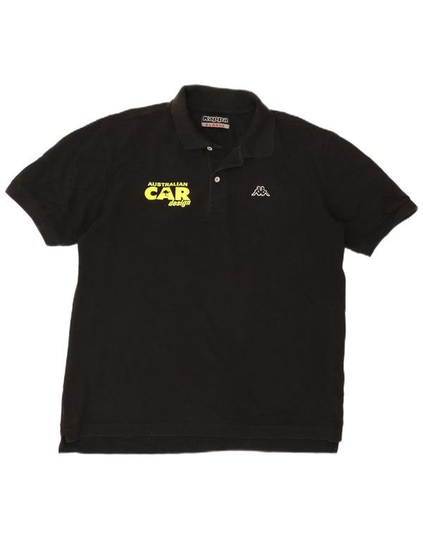 Kappa herre grafisk poloshirt XL sort bomuld