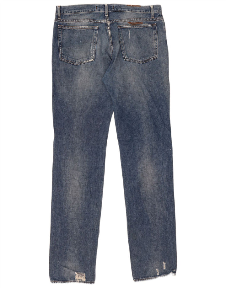 Cavalli Mens Distressed Straight Jeans W36 L35 Blue Cotton