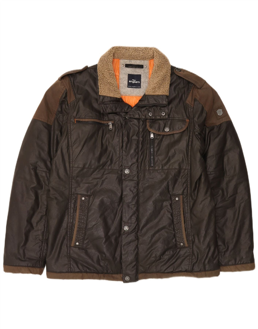 Engbers Mens Military Jacket UK 44 2XL Brown Cotton