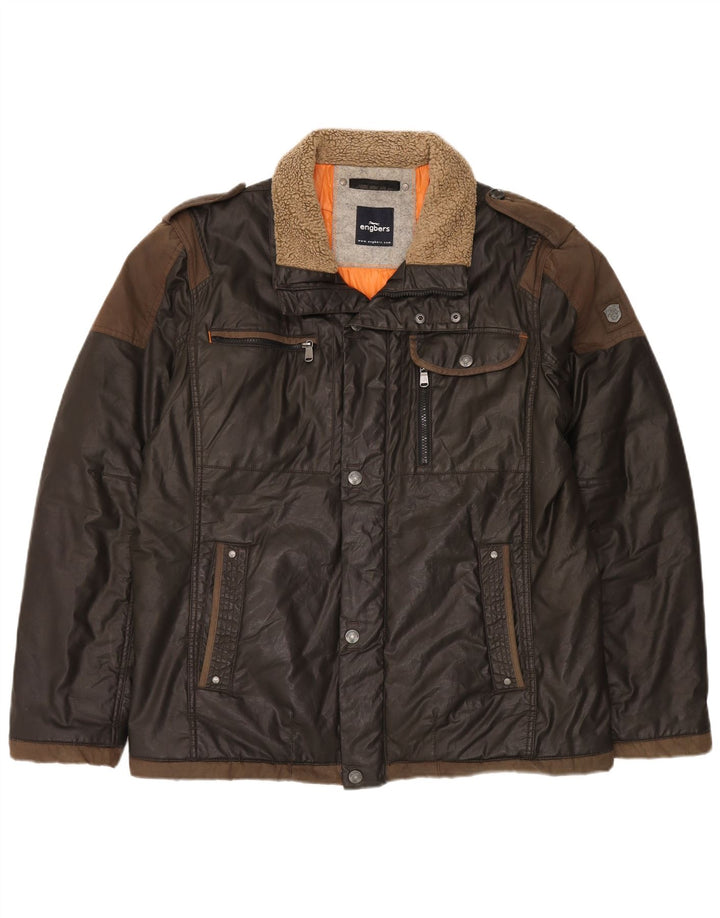 Engbers Mens Military Jacket UK 44 2XL Brown Cotton