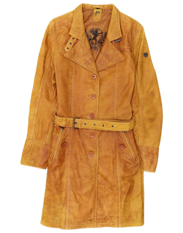 Gipsy Womens Leather Coat UK 12 Medium Brown
