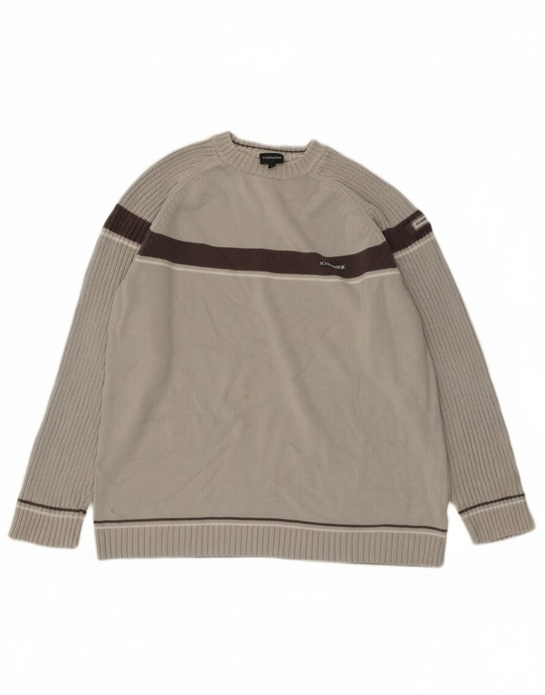 Kickers Herre Crew Neck Jumper Sweater Medium Grey Colourblock Bomuld