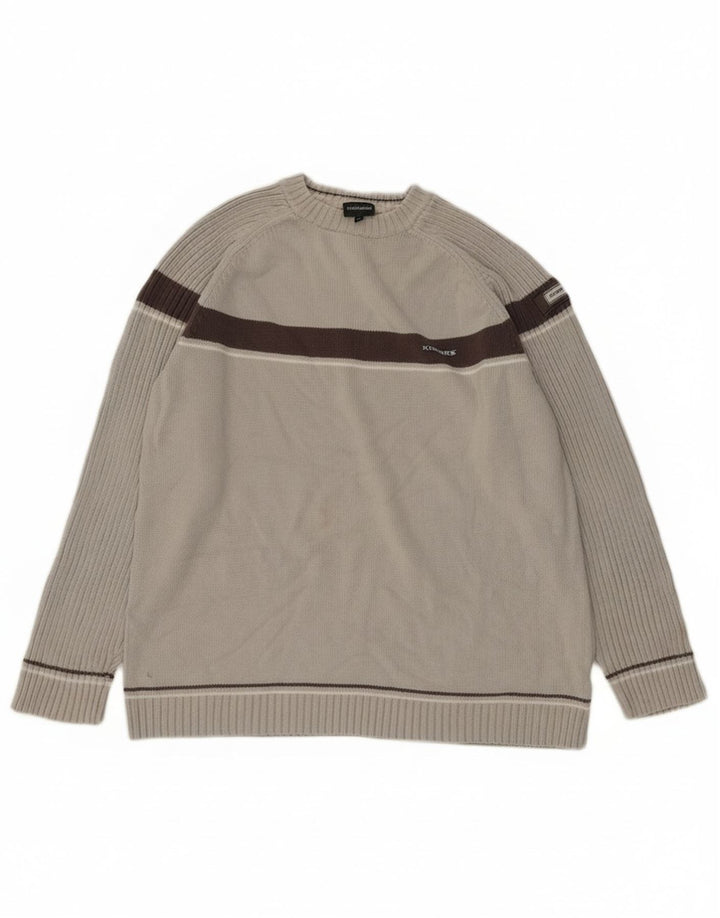 Kickers Herre Crew Neck Jumper Sweater Medium Grey Colourblock Bomuld