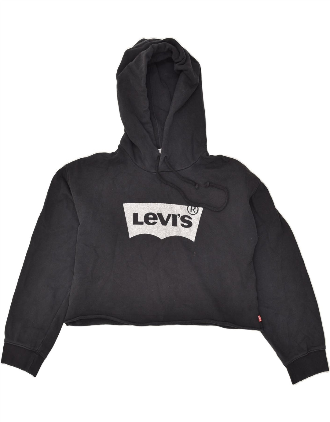 LEVI'S Womens Graphic Hoodie Jumper UK 6 XS Black Cotton | Vintage Levi's | Thrift | Second-Hand Levi's | Used Clothing | Messina Hembry 