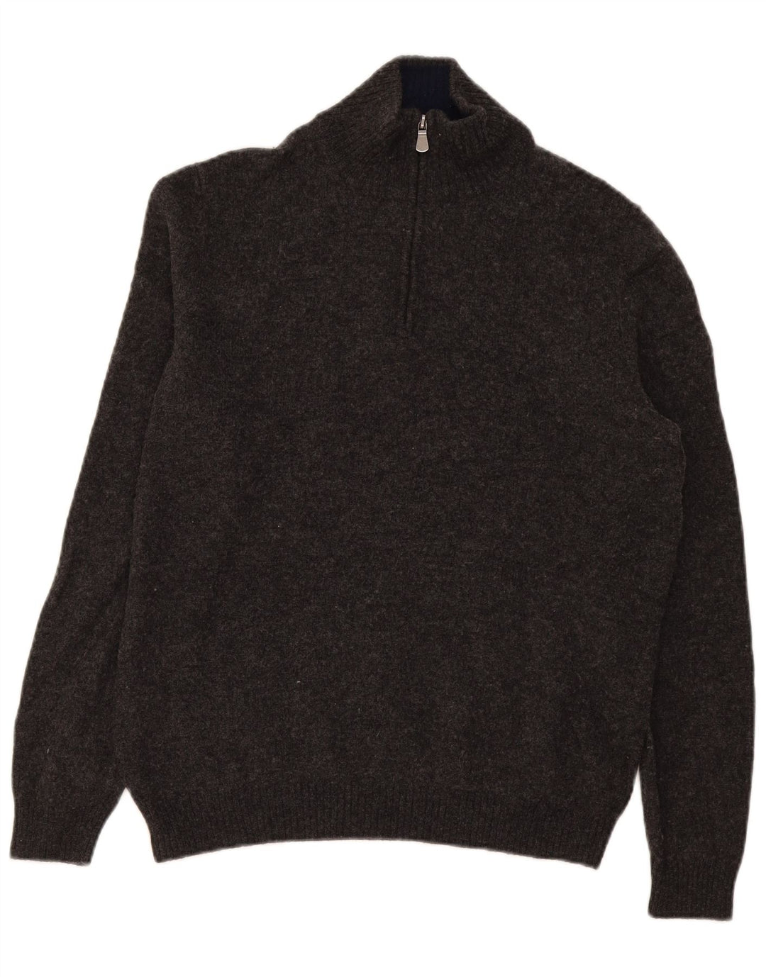 John Lewis Mens Zip Neck Jumper Sweater Medium Grey Merino Wool