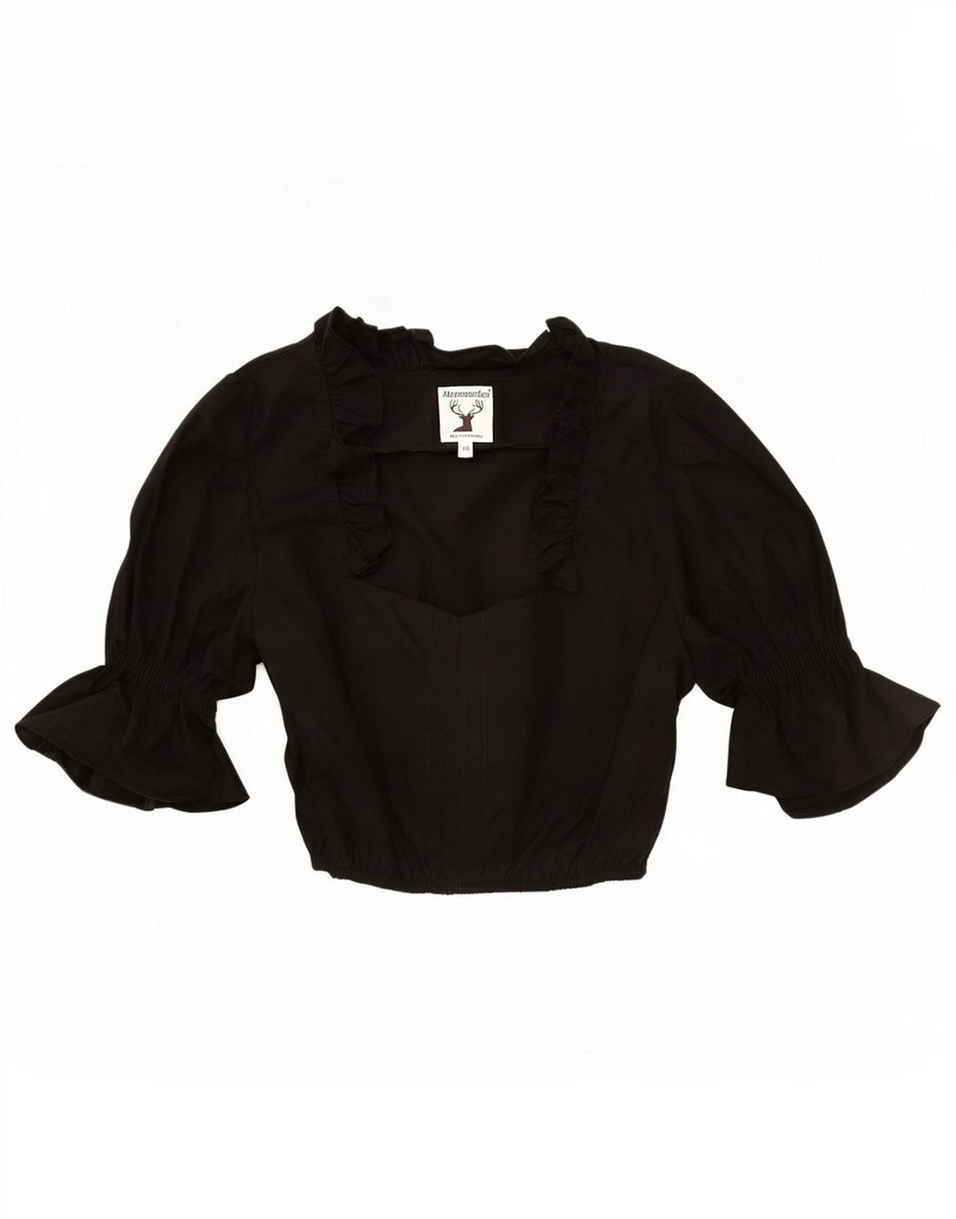 Alpenmarchen Γυναικεία μπλούζα με βολάν μπροστά Crop Top EU 40 Medium Black