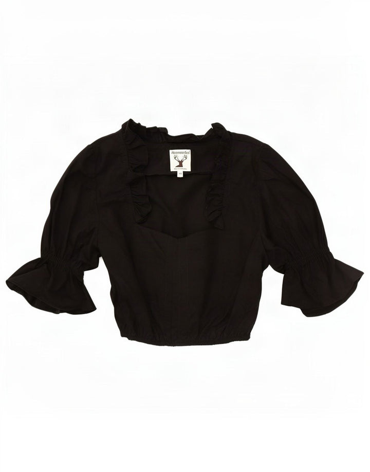 Alpenmarchen Γυναικεία μπλούζα με βολάν μπροστά Crop Top EU 40 Medium Black