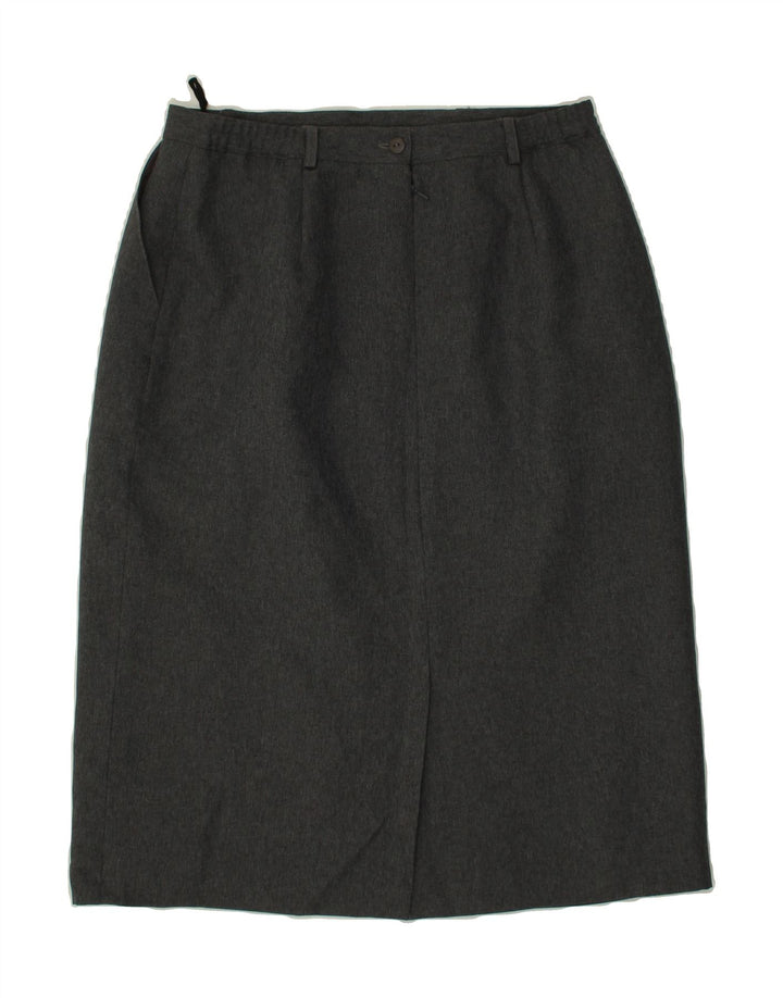 VINTAGE Womens Midi Skirt UK 16 Large W32  Grey Polyester Vintage Vintage and Second-Hand Vintage from Messina Hembry 