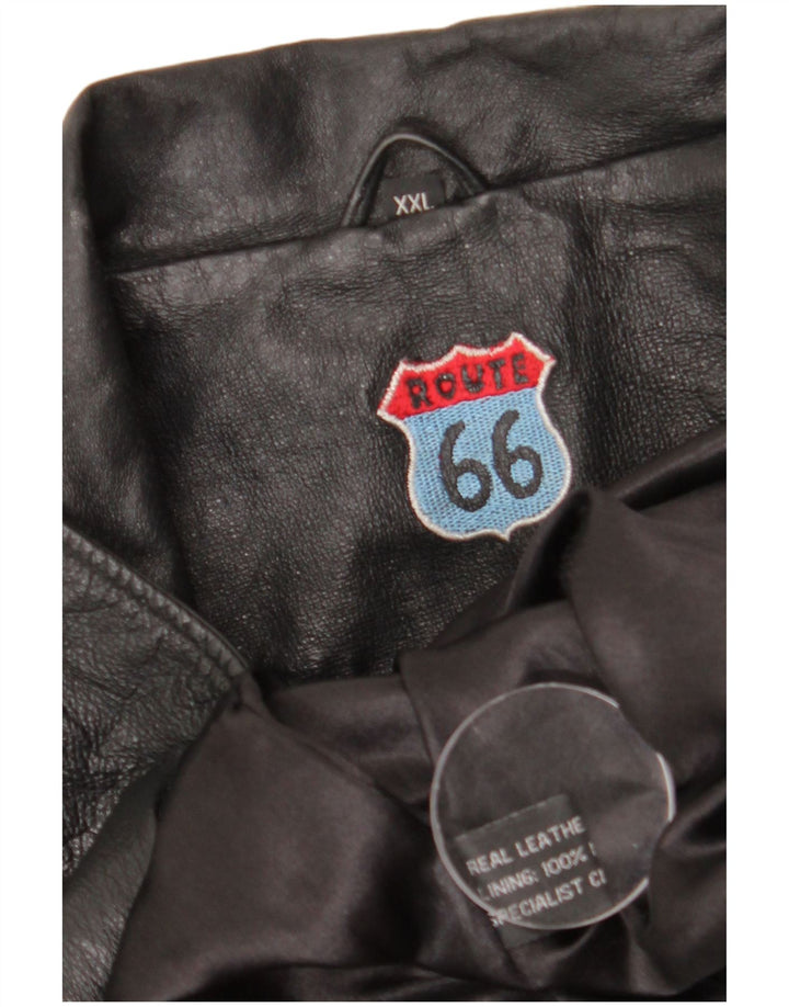 Route 66 Mens Leather Jacket UK 44 2XL Black Leather