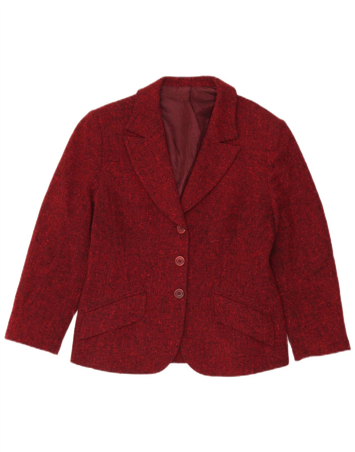 Hobbs Damen-Blazerjacke mit 3 Knöpfen, UK 12, mittlere weinrote gesprenkelte Wolle