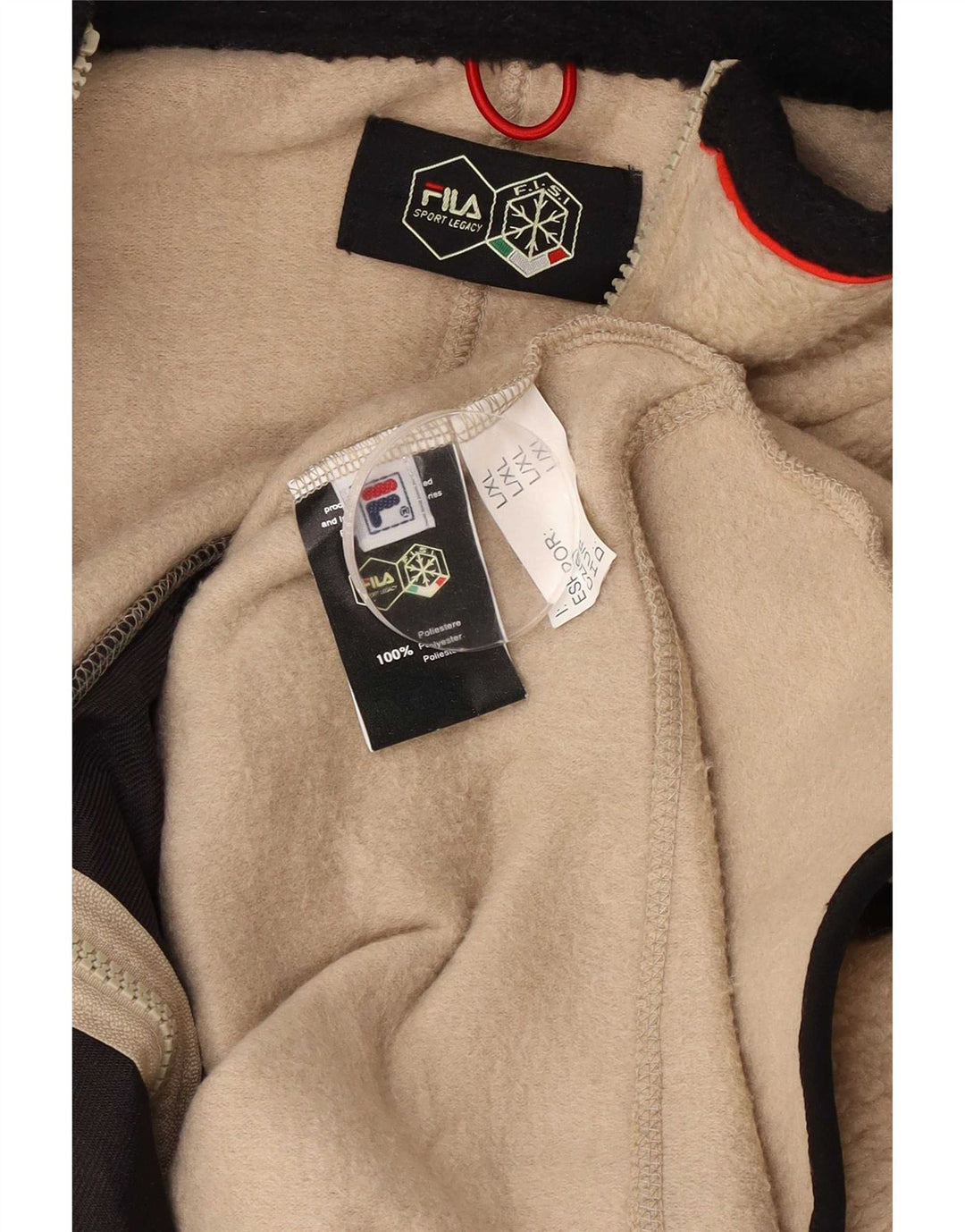 Fila Mens Fleece Jacket UK 40 Large Beige Colourblock Polyester