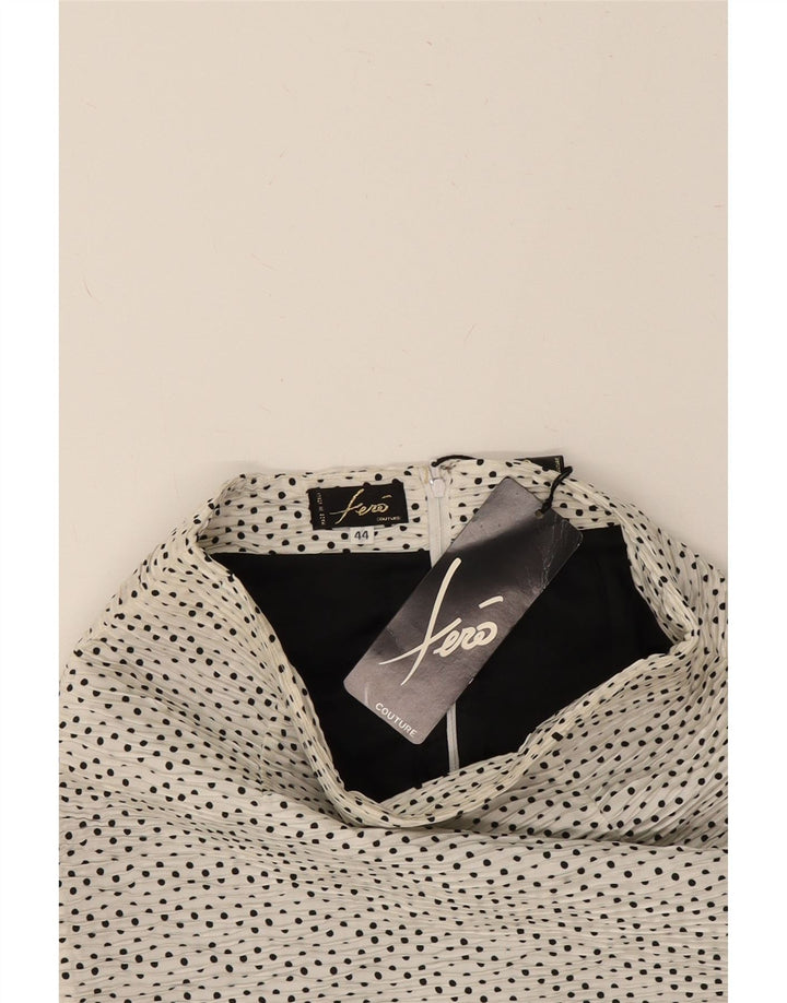 VINTAGE Womens Pencil Skirt IT 44 Medium W26  White Spotted Polyester Vintage Vintage and Second-Hand Vintage from Messina Hembry 