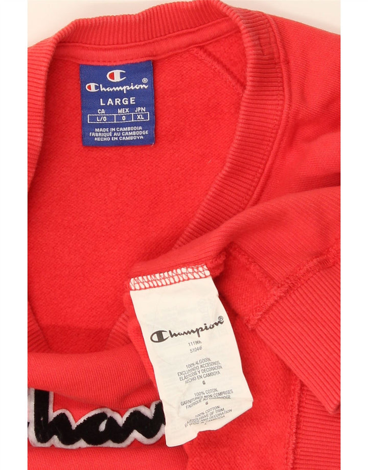 Champion Mens Graphic Sweatshirt Jumper Large Red Cotton