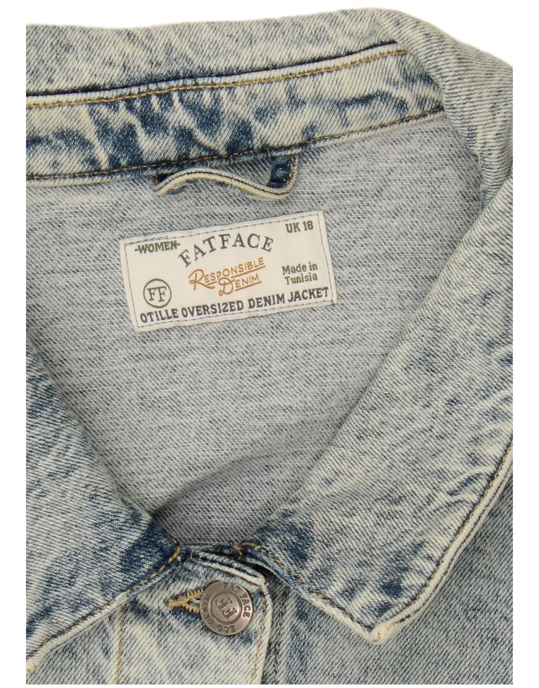 Fat Face Womens Denim Jacket UK 18 XL Blue Cotton