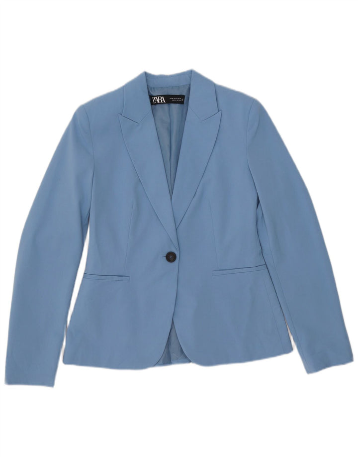 Zara Womens 1 Button Blazer Jacket EU 36 XS Blue Polyester