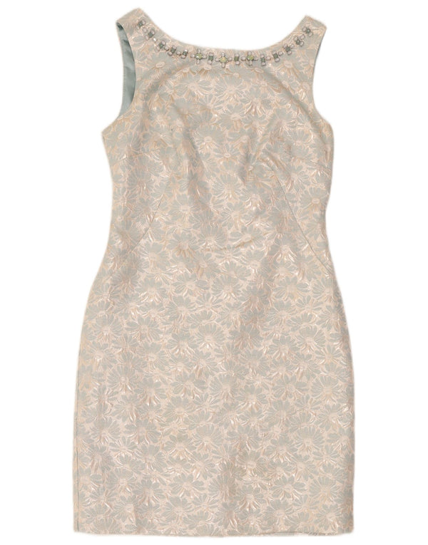 Monsoon Womens Ærmeløs Skede Kjole UK 12 Medium Blue Floral Polyester