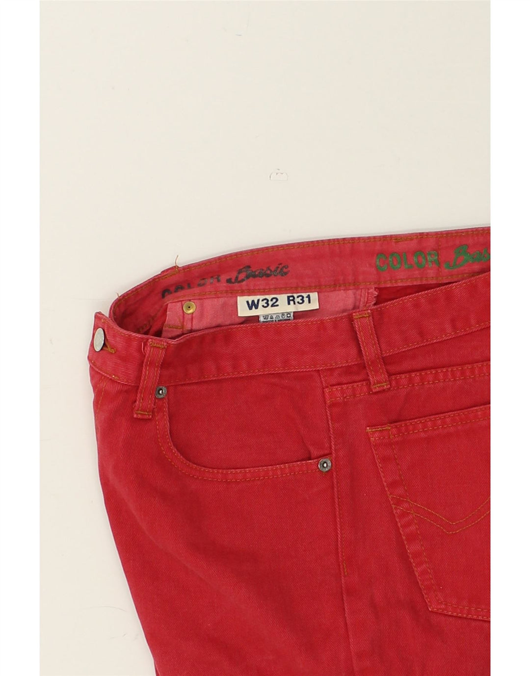 BENETTON Womens Denim Shorts W32 Large Red Cotton | Vintage Benetton | Thrift | Second-Hand Benetton | Used Clothing | Messina Hembry 