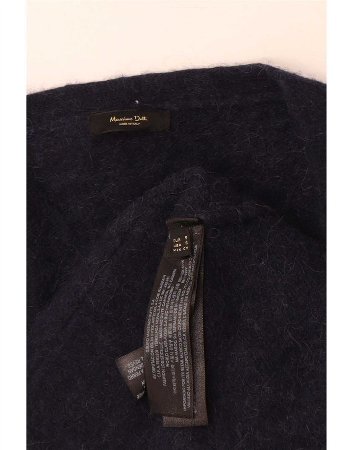 Massimo Dutti Womens Cardigan Sweater UK 10 Small Navy Blue Polyamide