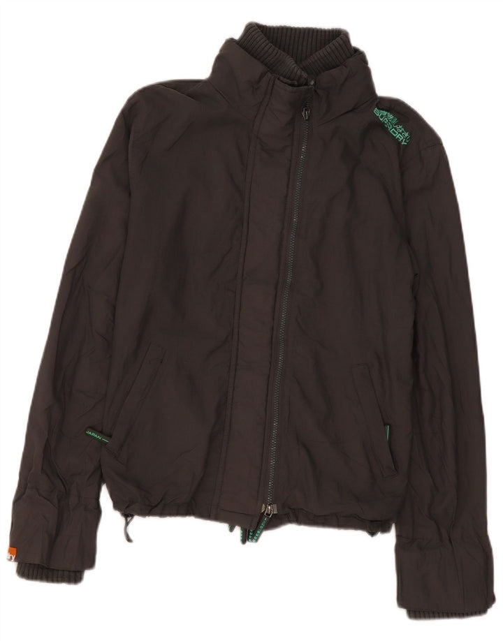 Superdry Womens Bomber Jacket UK 16 Large Grey Nylon