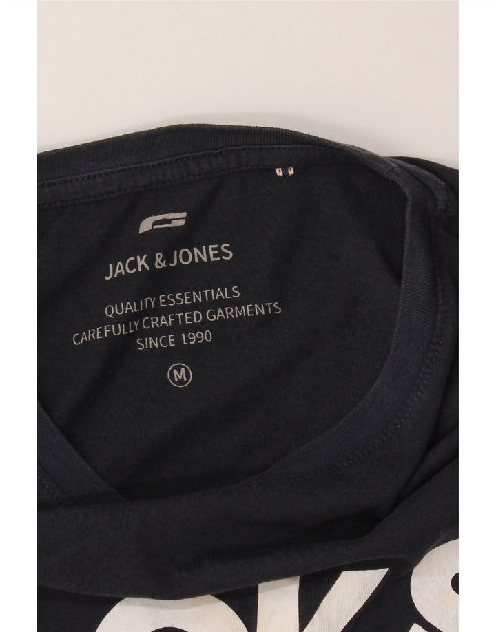 JACK & JONES Mens Graphic T-Shirt Top Medium Navy Blue