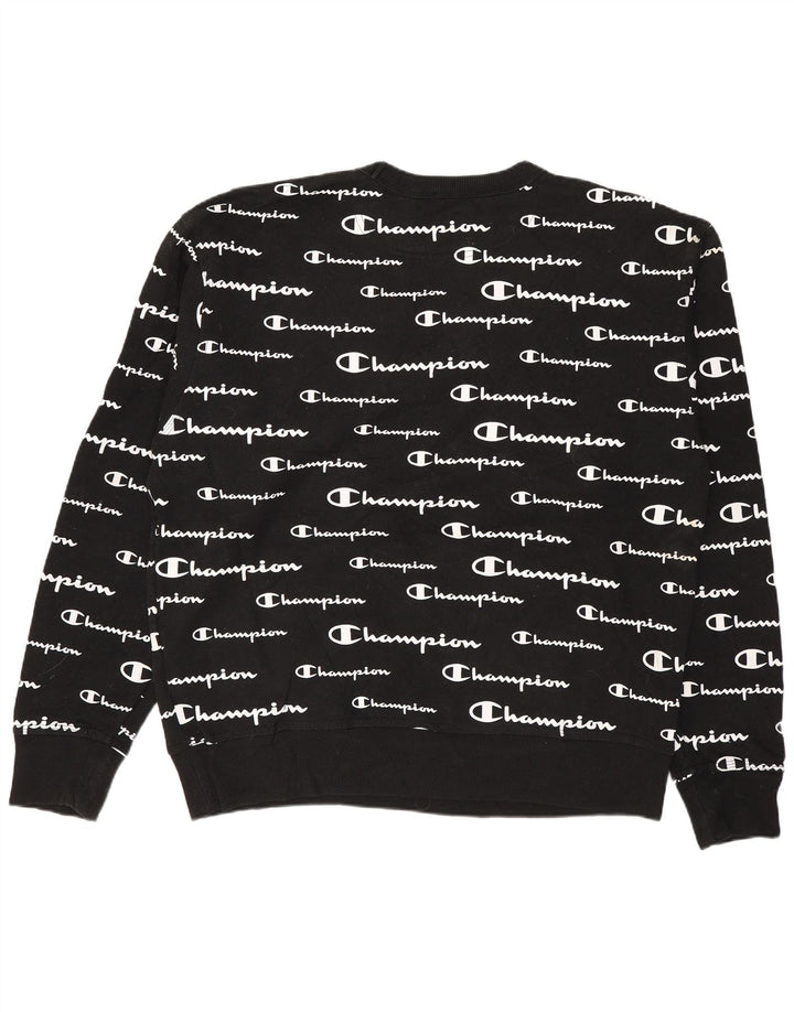 Champion Mens Graphic Sweatshirt Jumper Medium Black Cotton