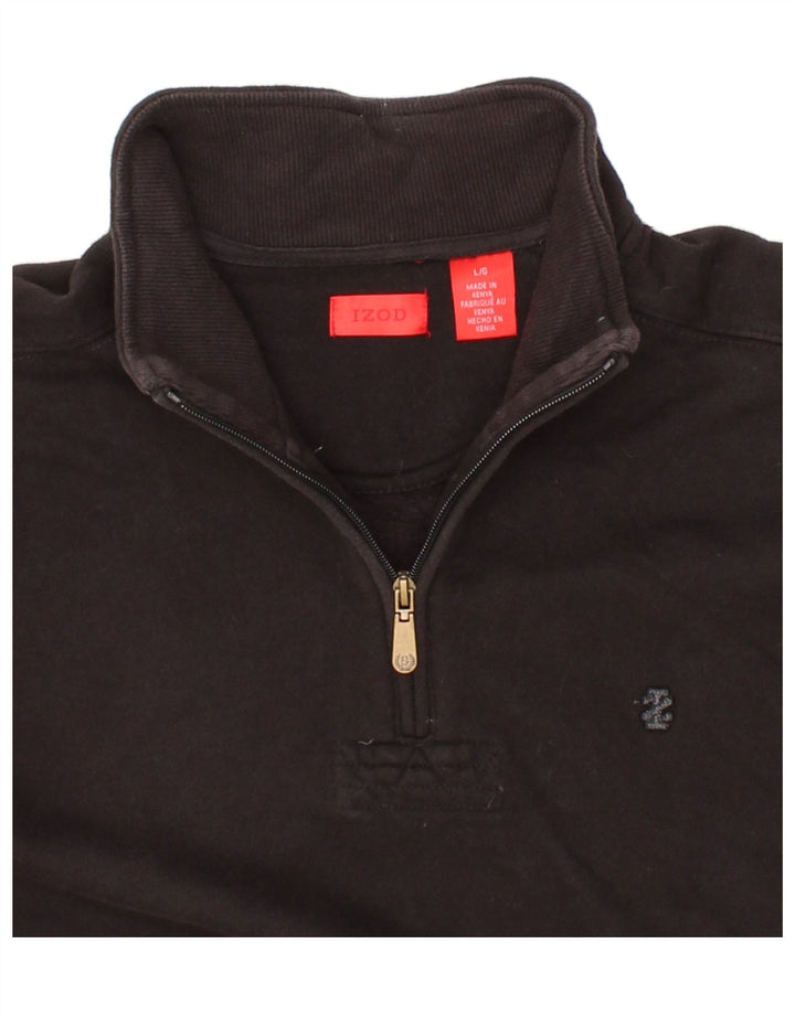 IZOD Mens Zip Neck Sweatshirt Jumper Large Black Cotton Vintage Izod and Second-Hand Izod from Messina Hembry 