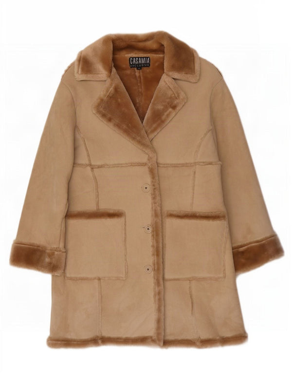 Casamia Dame Oversized Sherpa Overfrakke UK 10 Small Beige Polyester