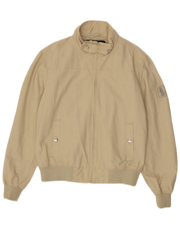 Refrigue Mens Bomber Jacket UK 40 Large Beige Cotton
