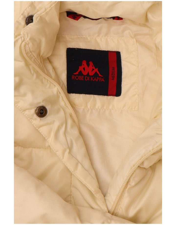 Kappa Womens Hooded Padded Coat UK 12 Medium Off White Polyester