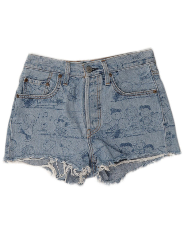 Levi's Womens Peanuts grafiske denimshorts W24 XS blå bomuld
