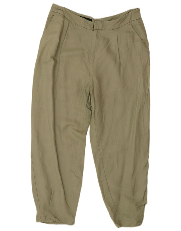 Zara Womens High Waist Loose Fit Cropped Trousers Medium W28 L25 Green