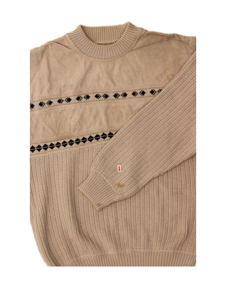 MALAGRIDA Mens Turtle Neck Jumper Sweater Medium Beige Wool Vintage Malagrida and Second-Hand Malagrida from Messina Hembry 