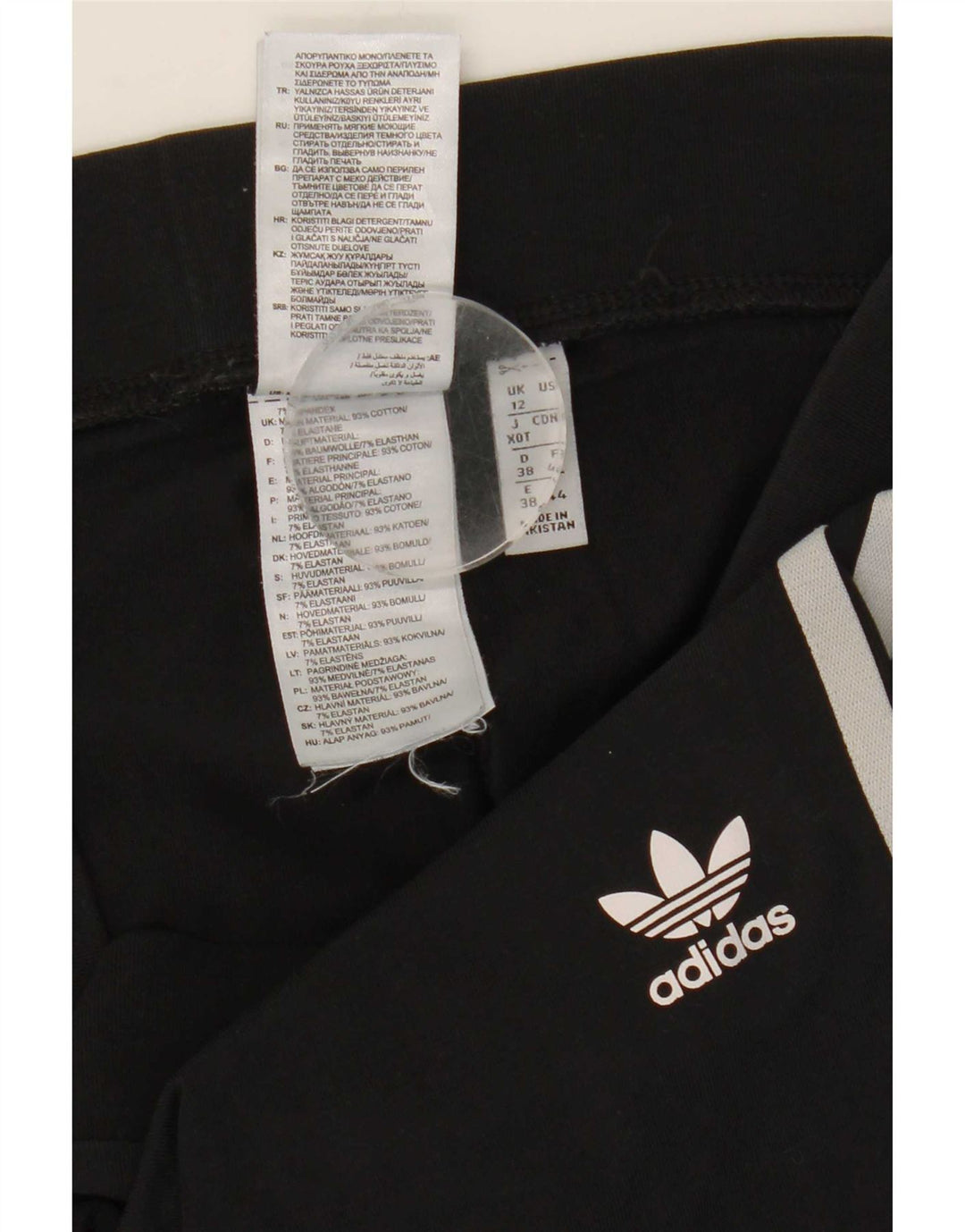 Adidas Womens Leggings UK 12 Medium Black Cotton