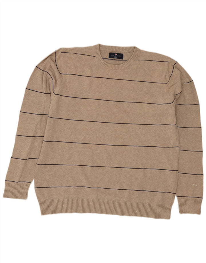 Marks & Spencer Herren Blauer Harbour-Pullover mit Rundhalsausschnitt Mittelbeige